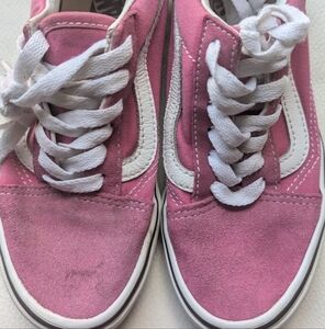 Vans Toddler Girls Pink and White Canvas Sneakers